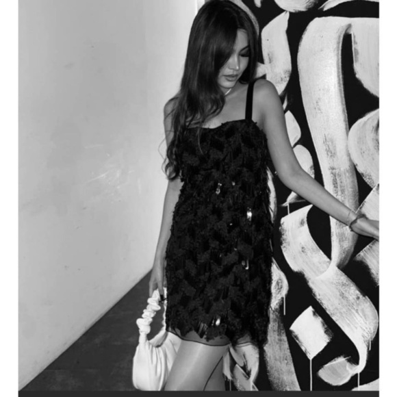 Zara Sequin Strap Mini dress Small Black New with tag - Picture 4 of 12